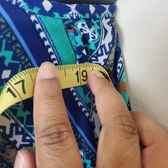 RUE 21 Blue Strappy Flow Tiered  Aztec Print Jumpsuit | Small - Picture 8 of 8